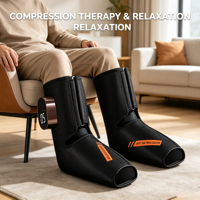 Masajeador de pies por compresión de aire OEM/ODM con compresa caliente, ajustable, tipo bota, pantalla digital, masaje por amasamiento temporizado, ABS