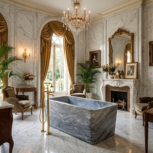 อ่างอาบน้ำรูปวงรีสั่งทำพิเศษสุดหรูหราทันสมัย สีฟ้าซาฟิร แบบตั้งพื้น สำหรับแช่ตัวในห้องน้ำ วิลล่า โรงแรม บ้าน - Product Image 5