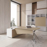 Table de direction en bois de luxe moderne en forme de L pour le mobilier de bureau