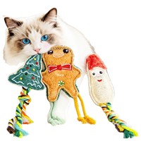 Yilin Haustier |   Natürlicher Luffa-Schwamm mit Cartoon-Weihnachtsbaum und Lebkuchenmann-Design für Katzen- und Hundezähne - Extremer Schutz & Minimalistisch