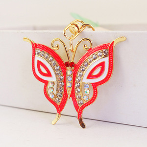 Cute rhinestone colored butterfly insect animal keychain
