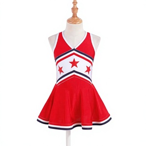 Uniforme de cheerleading pour femmes, deux pièces, haut plissé évasé rouge, vêtements d'équipe personnalisés pour l'école, le club, la formation, vente en gros OEM, vêtements de sport - Product Image 1