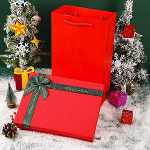 Cao-chất lượng tùy chỉnh giáng sinh vui vẻ Ribbon Quà Tặng hộp giấy nắp và cơ sở Hộp quà tặng giáng sinh bao bì hộp - Product Image 4