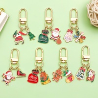 Porte-clés créatif en alliage de zinc, style dessin animé, mignon, avec pendentif goutte d'huile, sans impression, pour cadeaux de Noël et décorations de fêtes