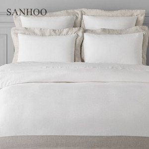 SANHOO 베스트 세일 럭셔리 호텔 테두리 디자인 침대 시트 순면 400TC 새틴 테두리 침구 이불 세트 - Product Image 5