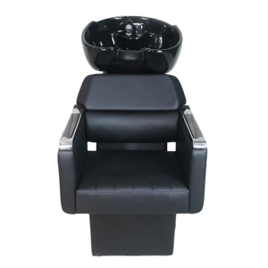 Fauteuil de lavage moderne avec bac en céramique, mobilier de salon en cuir PU, unité de lavage commerciale facile à nettoyer - Product Image 3
