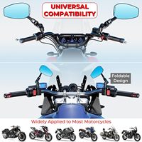 Rétroviseurs pliables en alliage d'aluminium, résistants à la pluie, anti-éblouissement, avec lentilles bleues, pour moto, VTT, cyclomoteur, scooter
