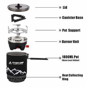 STARCAMP kompor Gas, kompor Gas untuk berkemah & mendaki luar ruangan dapat dilipat portabel Stainless Steel 1800ml - Product Image 5
