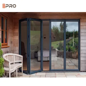 Aluminium Glass Folding Doors Aluminum Glass Sliding Folding Door Patio Exterior Bifold Doors Double Glazing Aluminum Bi Folding Door For Store