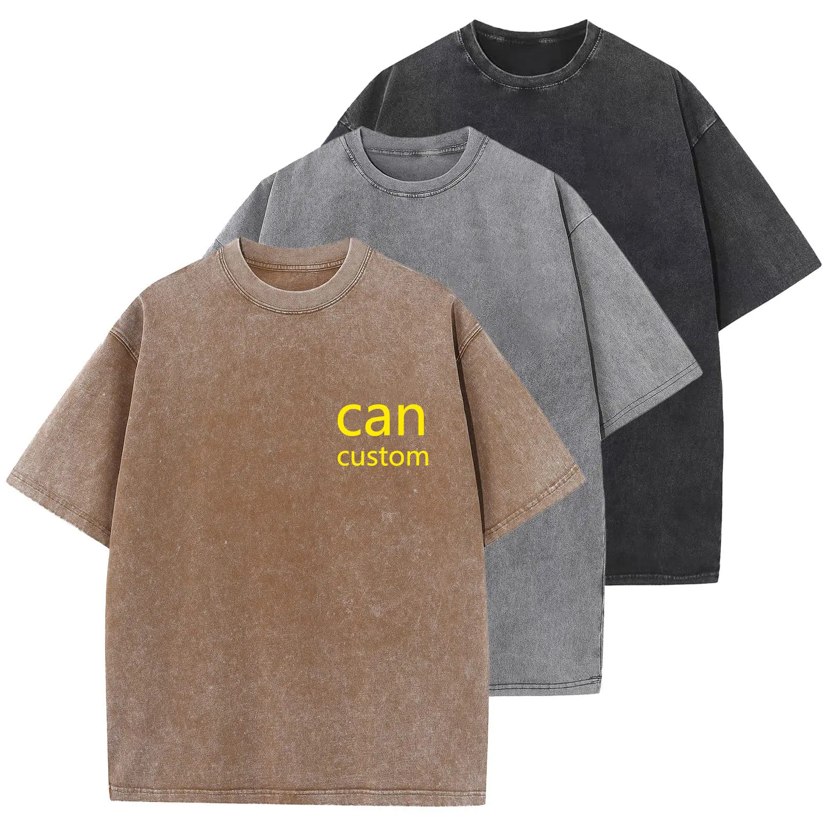 Produttore magliette personalizzate con lavaggio acido lavate magliette personalizzate del tuo marchio maglietta pesante di alta qualità in cotone oversize