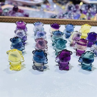 Vente en gros de mini figurines d'ours en cristal de fluorite arc-en-ciel naturel sculptées à la main