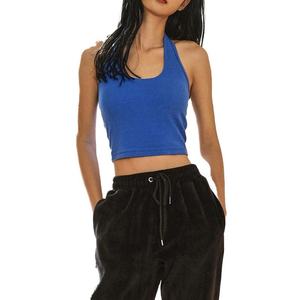 Débardeur de sport pour femme de haute qualité personnalisé, en maille, sans manches, court, dos nu, pour le yoga - Product Image 1