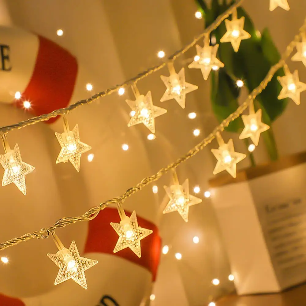 TAIKOO स्टार एलईडी परी रोशनी क्रिसमस बेडरूम पार्टी वेडिंग क्रिसमस पेड़ सजावट क्रिसमस इनडोर, आउटडोर के लिए स्ट्रिंग प्रकाश का नेतृत्व किया