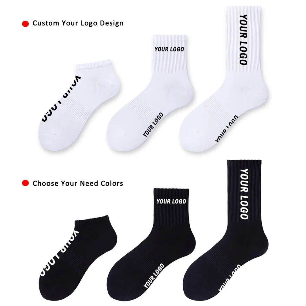 Custom Brand Crew Socks Cotton Athletic Sport Socks For Men Unisex Ankle Socks
