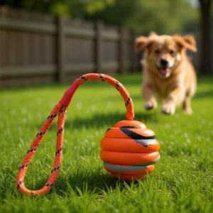 Pelota con cuerda con peso de caucho natural de 6 cm y 30 cm, juguete interactivo para mascotas - Product Image 3
