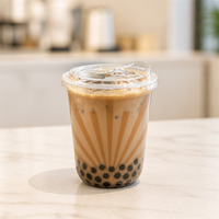 Gobelet en plastique transparent jetable personnalisé avec couvercle, prix d'usine, 9, 12, 16, 20, 24 oz, en PET, pour thé au lait à bulles Boba