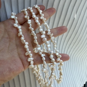 Kalung Mutiara Air Tawar Alami Bentuk Beras Tak Beraturan, Kalung Perhiasan Wanita <span class=keywords><strong>Retro</strong></span> Elegan - Product Image 6