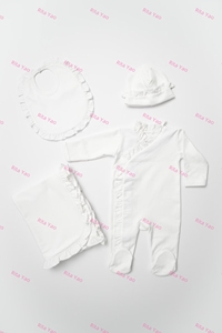 Newborn Baby Clothing Set 100% Blank Cotton Infant Girl Footie Bib Hat Blanket Set Personalized Baby Girl <strong>Coming</strong> <strong>Home</strong> <strong>Outfit</strong> - Product Image 4