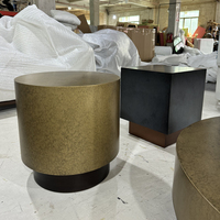 Table à thé centrale ronde moderne Table basse en acier inoxydable bronze pour ensemble de meubles de salon disponible
