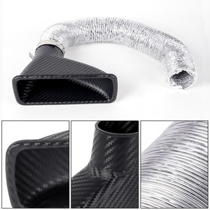 Carbon Fiber Air Intake Duct Square Round Universal Car Upgrade With <b>Clamp</b> - Product Image 3