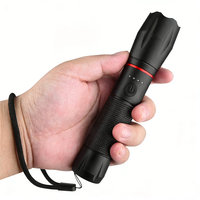 Lampe torche LED puissante de 10 W avec affichage de puissance, zoom, rechargeable par USB-C, lampe torche tactique pour la chasse et le camping
