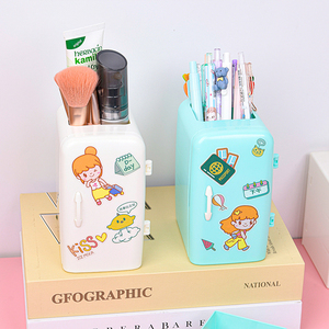 2021 Drop Shipping Hot Sale Office Desktop Organizer Refrigerator shaped Stationery Storage Box Plastic Container Pen Holder