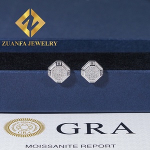 ต่างหูแฟชั่นเครื่องประดับ925เงินสเตอร์ลิง VVS moissanite ต่างหูจี้หลายเหลี่ยมตุ้มหูฮิปฮอปเครื่องประดับ usex - Product Image 4