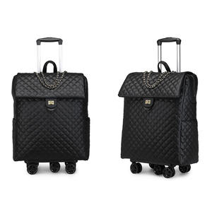 Maleta de Viaje Portátil Americana para <span class=keywords><strong>Mujer</strong></span>, Bolso para Portátil, Maleta de Cuero PU Negra Clásica, Tamaño de Cabina - Product Image 2