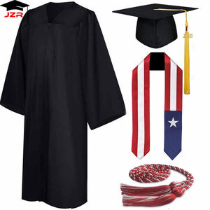 2025 공장 도매 사용자 정의 고등학교 매트 블랙 졸업 가운 및 모자 학교 행사 졸업 모자와 가운 - Product Image 3