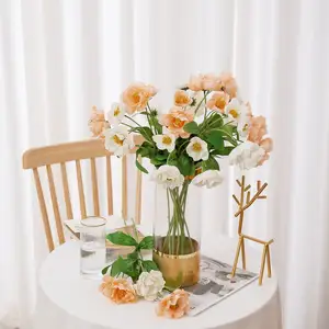 Papavero Spray fiore artificiale per forniture di nozze teste tessuto multicolori con 2 fiori festa della mamma BSCI Modern 14g 53cm