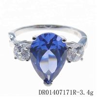 Juego de Joyería de Plata de Ley 925 con Tanzanita en Corte Pera Vintage para Boda, Compromiso o Aniversario