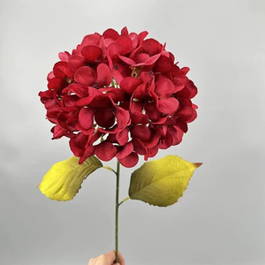 ดอกไฮเดรนเยียปลอมขนาดใหญ่สำหรับงานแต่งงาน วันวาเลนไทน์ และวันขอบคุณพระเจ้า สีเหลืองม่วง ของตกแต่งแบบนุ่ม ขายส่ง - Product Image 4