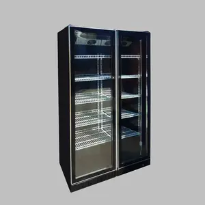 Refrigerador de exhibición de cerveza comercial, puertas completas de vidrio, alto rendimiento, refrigerador vertical de Bebidas frías