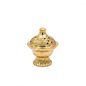 Quemador de Incienso de Latón Puro con Diseño en Relieve, Forma Redonda, Acabado Dorado, Difusor de Aromaterapia, Quemador de Incienso, Decoración para el Hogar Más Vendida - Product Image 2