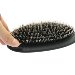 Personnalisé privé logo noir ovale 2 nylon mix naturel sanglier poils extension cheveux brosse avec sac de velours pour perruque de cheveux - Product Image 6