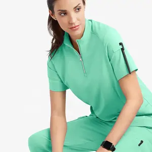 Uniforme dell'infermiera dell'ospedale medico personalizzato/uniformi dello scrub dello Spandex del Rayon imposta uniformi De Enfermera Para scrub infermieristico