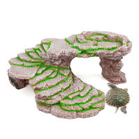 Accessoire pour tortue d'aquarium : Plateforme de repos et d'escalade en résine pour tortue, avec grotte cachette et marchepied, pour séchage au soleil et à l'eau.