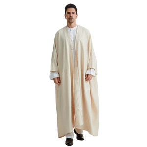 Nuovo arrivo musulmano arabo da uomo Thobe Thawb Caftan tinta unita abito da uomo abiti <span class=keywords><strong>musulmani</strong></span> Kimono largo Abaya Thobes per uomo - Product Image 3