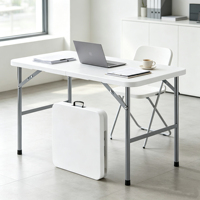 Table pliante portable en plastique Moon de 1,2 m – Bureau robuste pour pique-nique, potluck, présentoir de marché