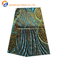 Tissu en cire dorée, broderie, impression, strass, estampage à chaud, batik, paillettes, anti-boulochage, 100% polyester, robe de mariage pour filles