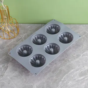 6 Cavity Silicone Donut Baking Pan Cake Ferramentas de decoração Cake Cookies Molde De Silicone Macaron Color Baking Mold