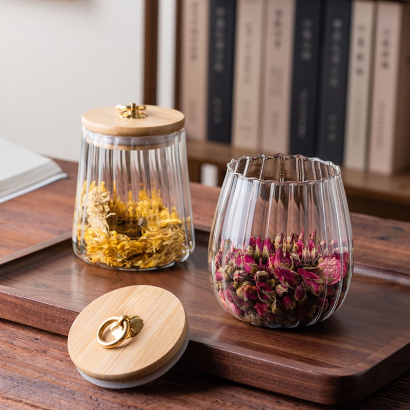 Japanese-style household sealed glass tea pot snack storage pot glasses jar
