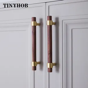 Bán Buôn New Arrival Sồi Óc Chó + Brass T Thanh Đồ Nội Thất Núm Tủ Cửa Tủ Quần Áo Tay Cầm Và Núm C-2037 - Product Image 1
