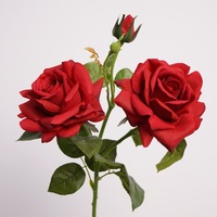 Rose artificielle de haute qualité au toucher réel, fleur artificielle à 3 têtes, tige unique, pour décoration de mariage, décoration de la maison, arrangement floral