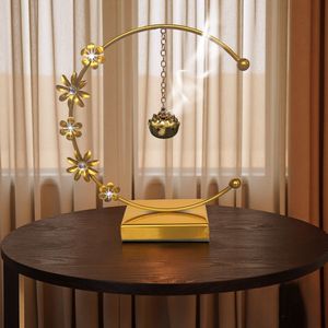<b>Gold</b> Metal Flower Wreath Hanging Ornament Art Deco Decorative <b>Sculpture</b> for Home Office Living Room Gift - Product Image 5