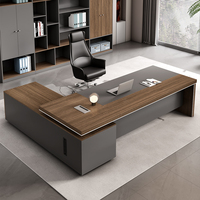 Bureau de style moderne en bois de luxe pour l'aviation, table de bureau en forme de L avec chaise confortable, mobilier de bureau agréable