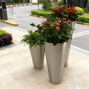 Tùy chỉnh-thực hiện hình nón thép không gỉ Hộp hoa với không thường xuyên Chậu hoa cho ngoài trời, trong nhà và sân nhà máy trồng trọt - Product Image 2