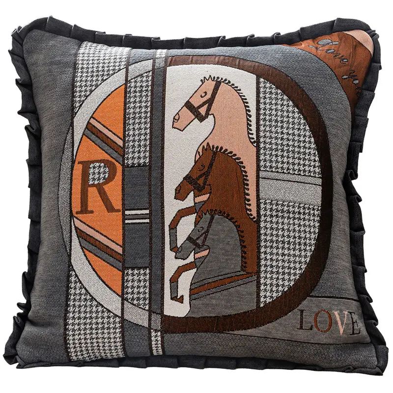 Light luxury pillow case retro sofa horse pattern cushion cover European style pillowcase