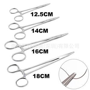 Hai Feng Porte-aiguilles hémostatiques dentaires 12,5 14 16 18 cm, pointes droites et courbées, instruments chirurgicaux pour la formation et les exercices - Product Image 1