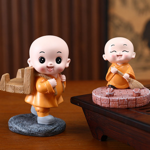 Figura de Monje Pequeño de Yu Mo Craft, Forma Compacta, Decoración para el Año Nuevo Chino, Decoración para Sala de Estar y Hogar - Product Image 3